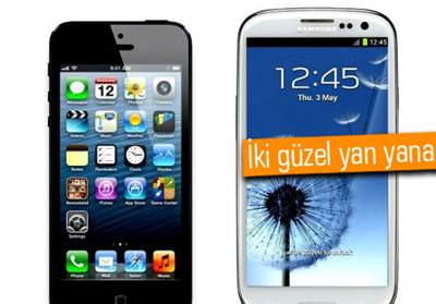 SAMSUNG GALAXY S4 İLE APPLE İPHONE 5, YAN YANA GELİRSE...