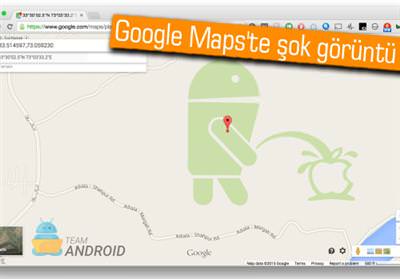 GOOGLE MAPS’TE, ANDROİD ROBOTU APPLE’IN LOGOSUNA İŞİYOR!